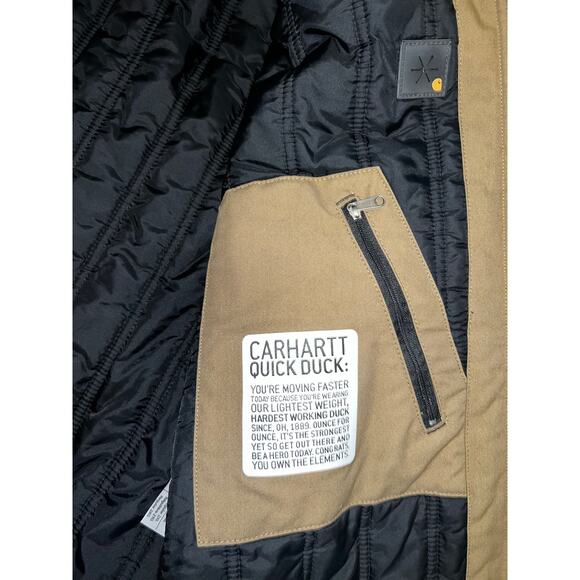 Carhartt Quick Duck quilted brown men's hooded coat men plus size 2Xl heavy coat - Picture 9 of 11